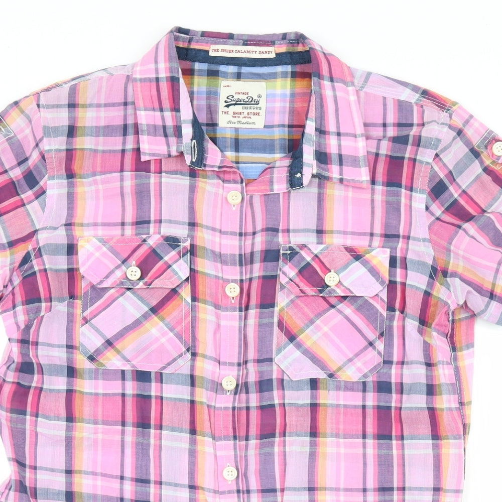 Superdry Womens Pink Check  Basic Blouse Size M