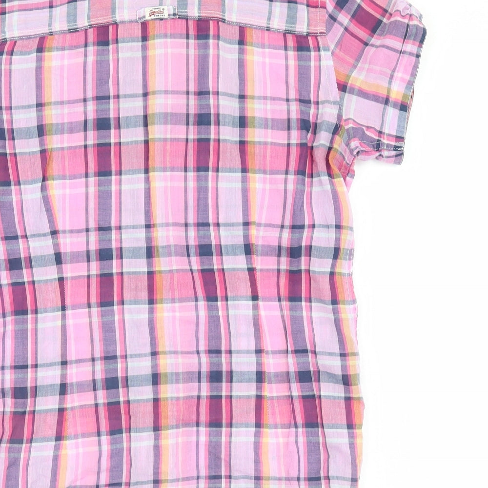 Superdry Womens Pink Check  Basic Blouse Size M