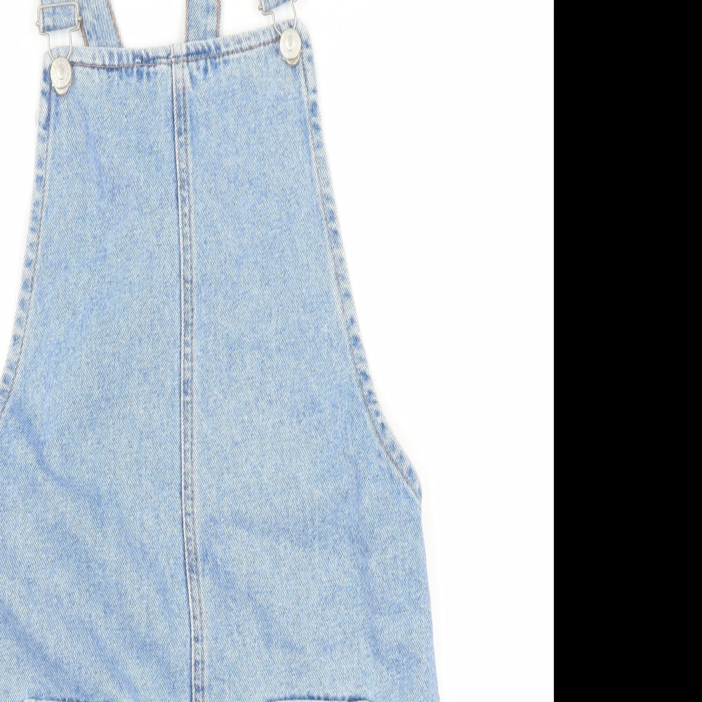 Topshop Womens Blue Houndstooth  Pinafore/Dungaree Dress  Size 8