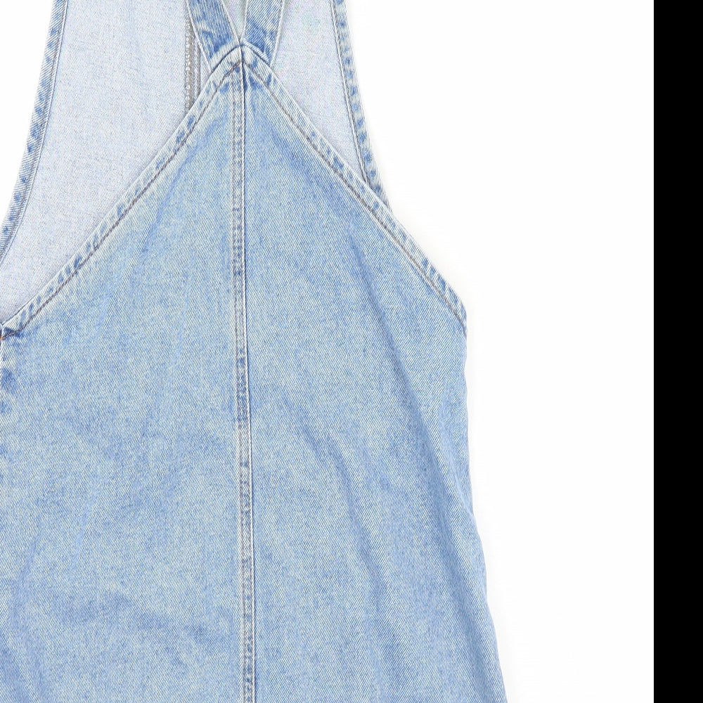 Topshop Womens Blue Houndstooth  Pinafore/Dungaree Dress  Size 8