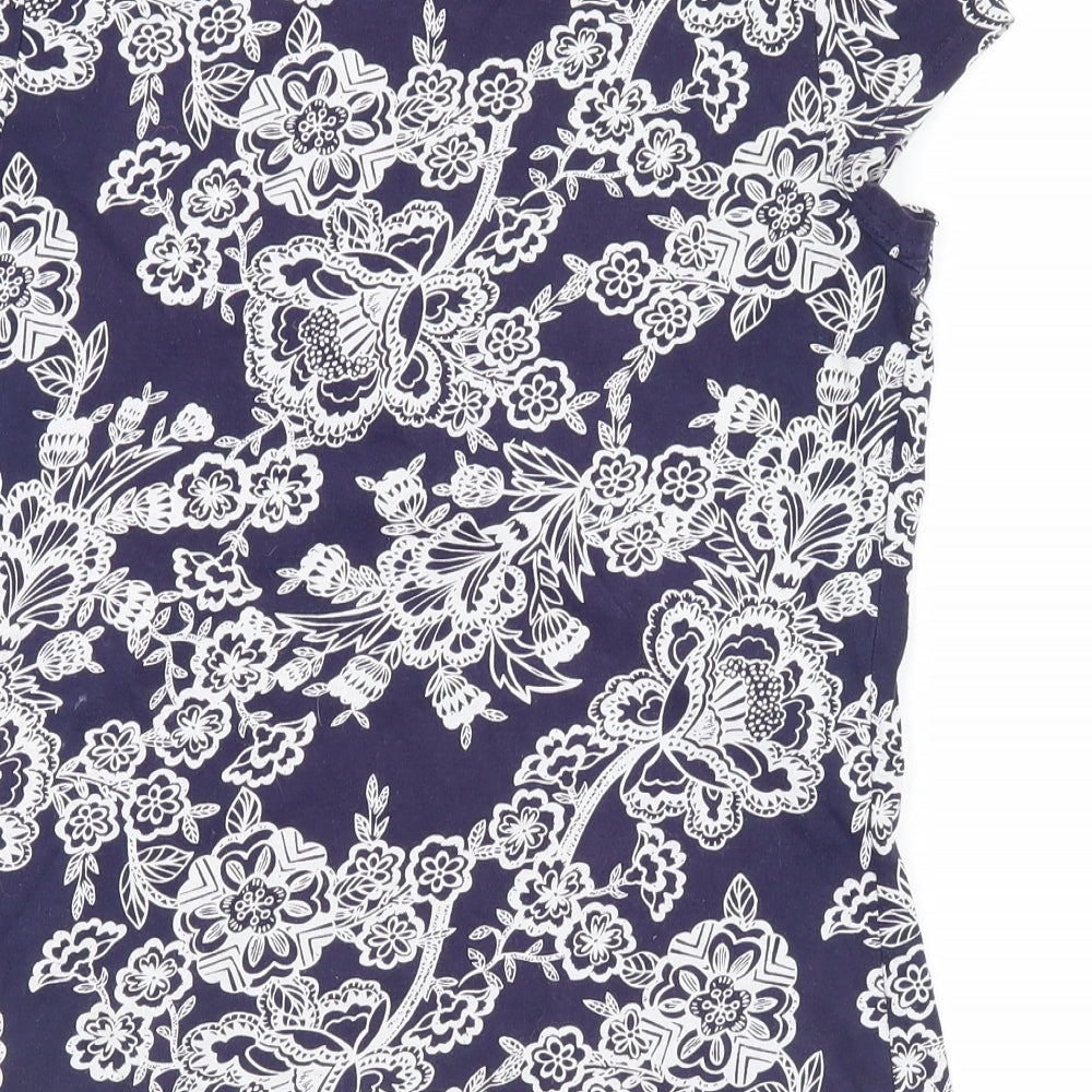 Dorothy Perkins Womens Blue Floral  Basic T-Shirt Size 12