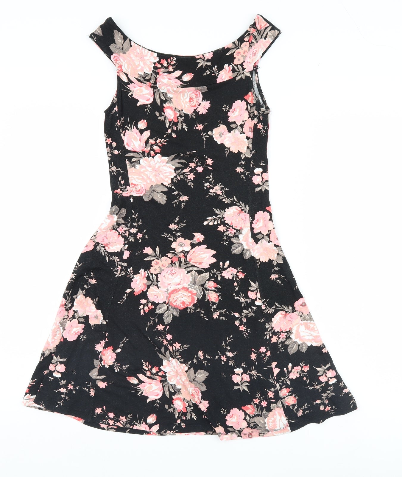 Miss Selfridge Womens Black Floral  Fit & Flare  Size 6