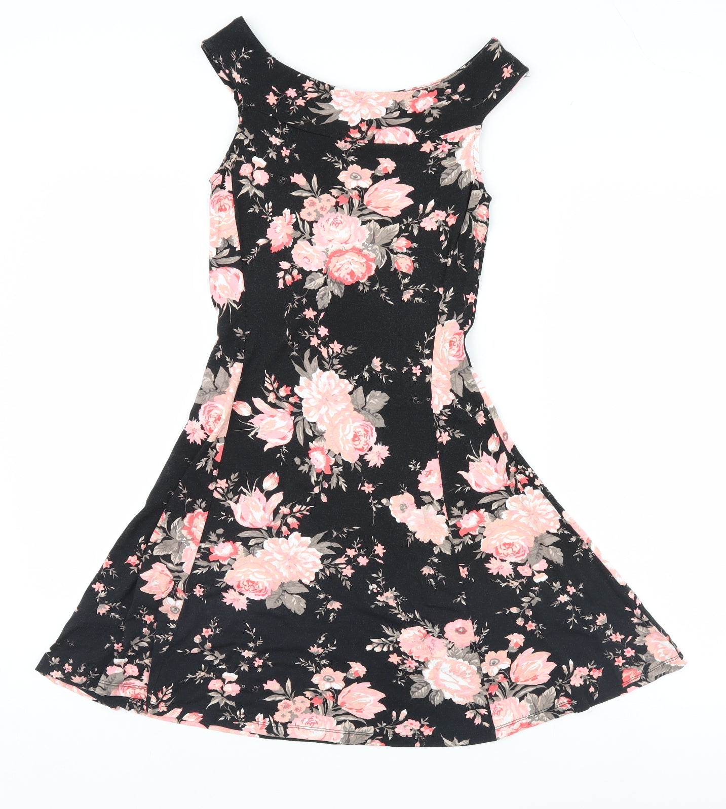 Miss Selfridge Womens Black Floral  Fit & Flare  Size 6