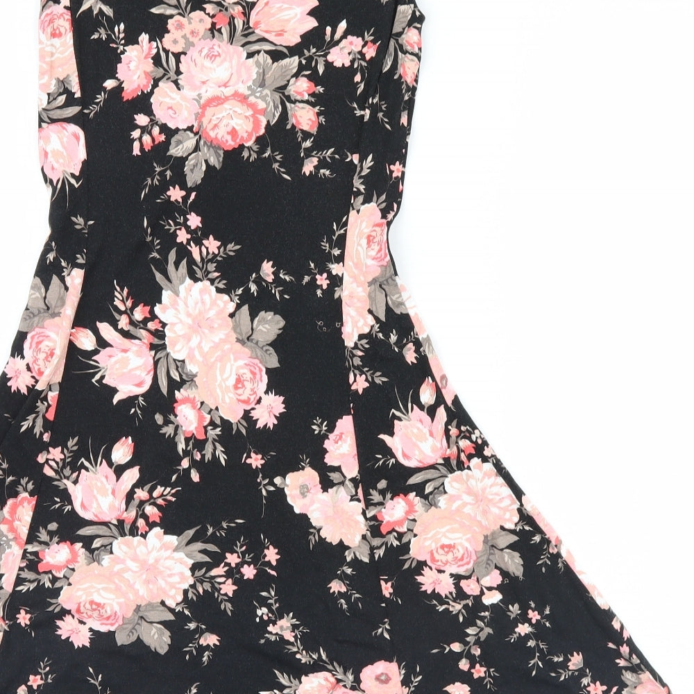 Miss Selfridge Womens Black Floral  Fit & Flare  Size 6