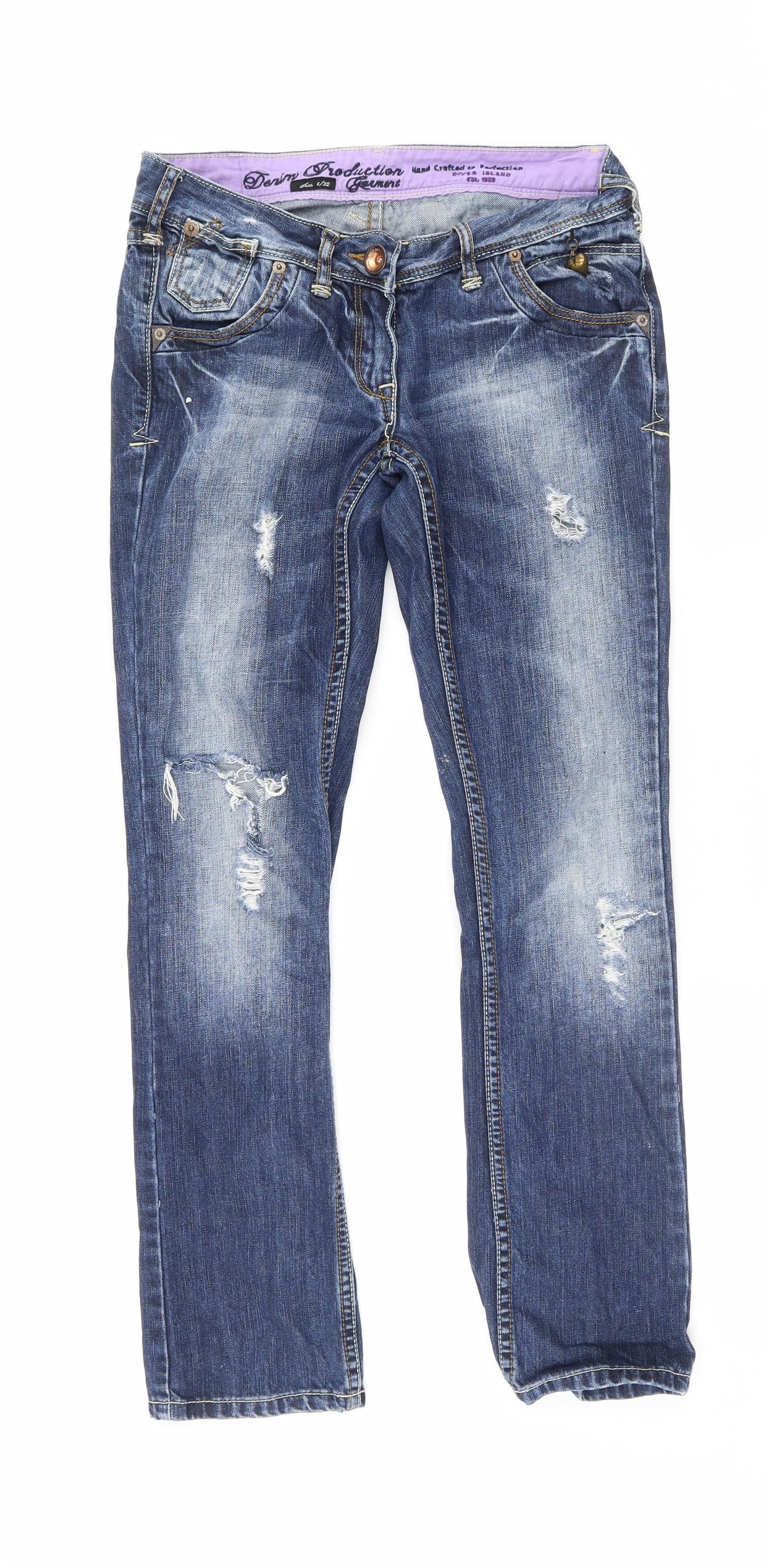River Island Womens Blue   Straight Jeans Size 6 L29 in
