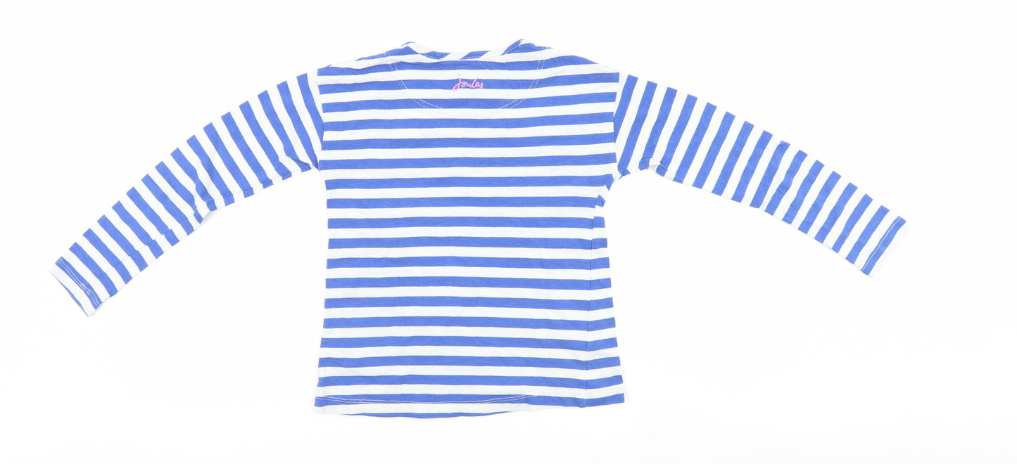 Joules Girls Blue Striped  Basic T-Shirt Size 9-10 Years