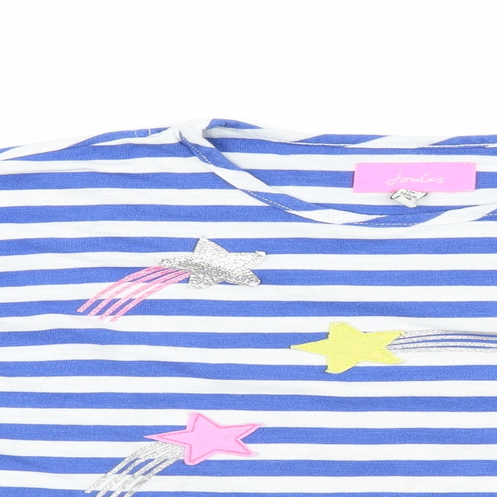 Joules Girls Blue Striped  Basic T-Shirt Size 9-10 Years