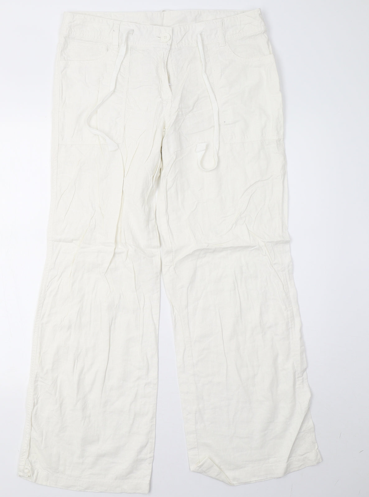 NEXT Womens White   Trousers  Size 14 L31 in