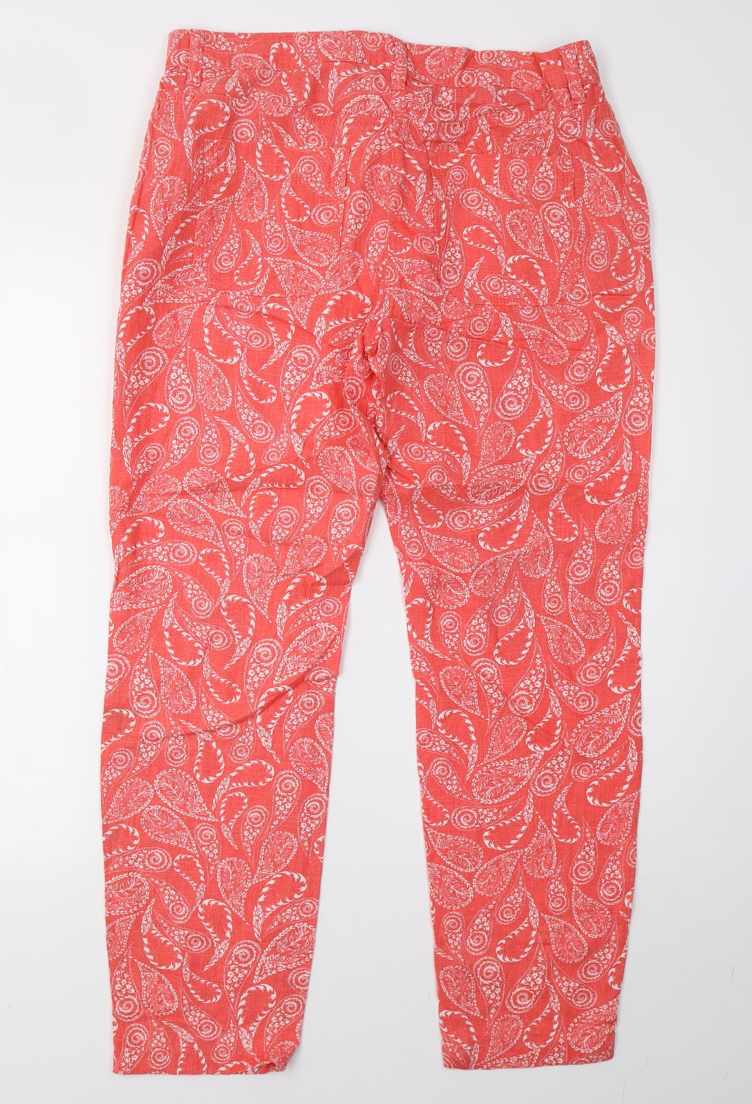 NEXT Womens Red Geometric  Chino Trousers Size 12 L30 in