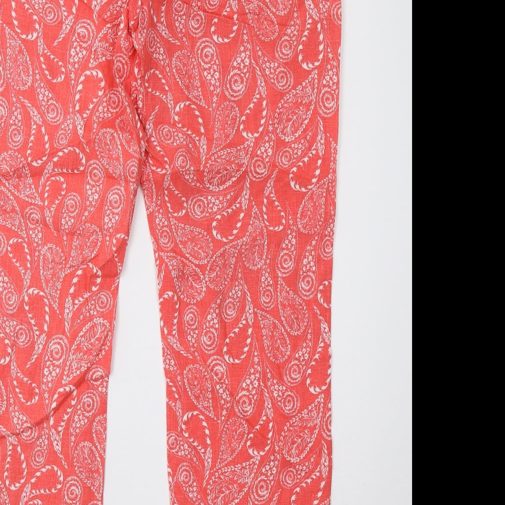 NEXT Womens Red Geometric  Chino Trousers Size 12 L30 in