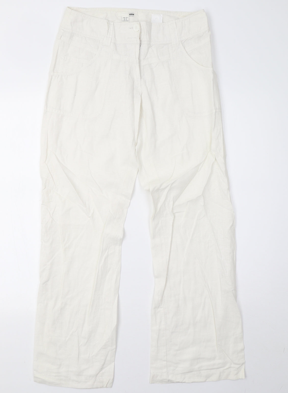 H&M Womens White   Trousers  Size 10 L30 in