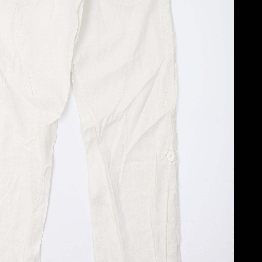 H&M Womens White   Trousers  Size 10 L30 in