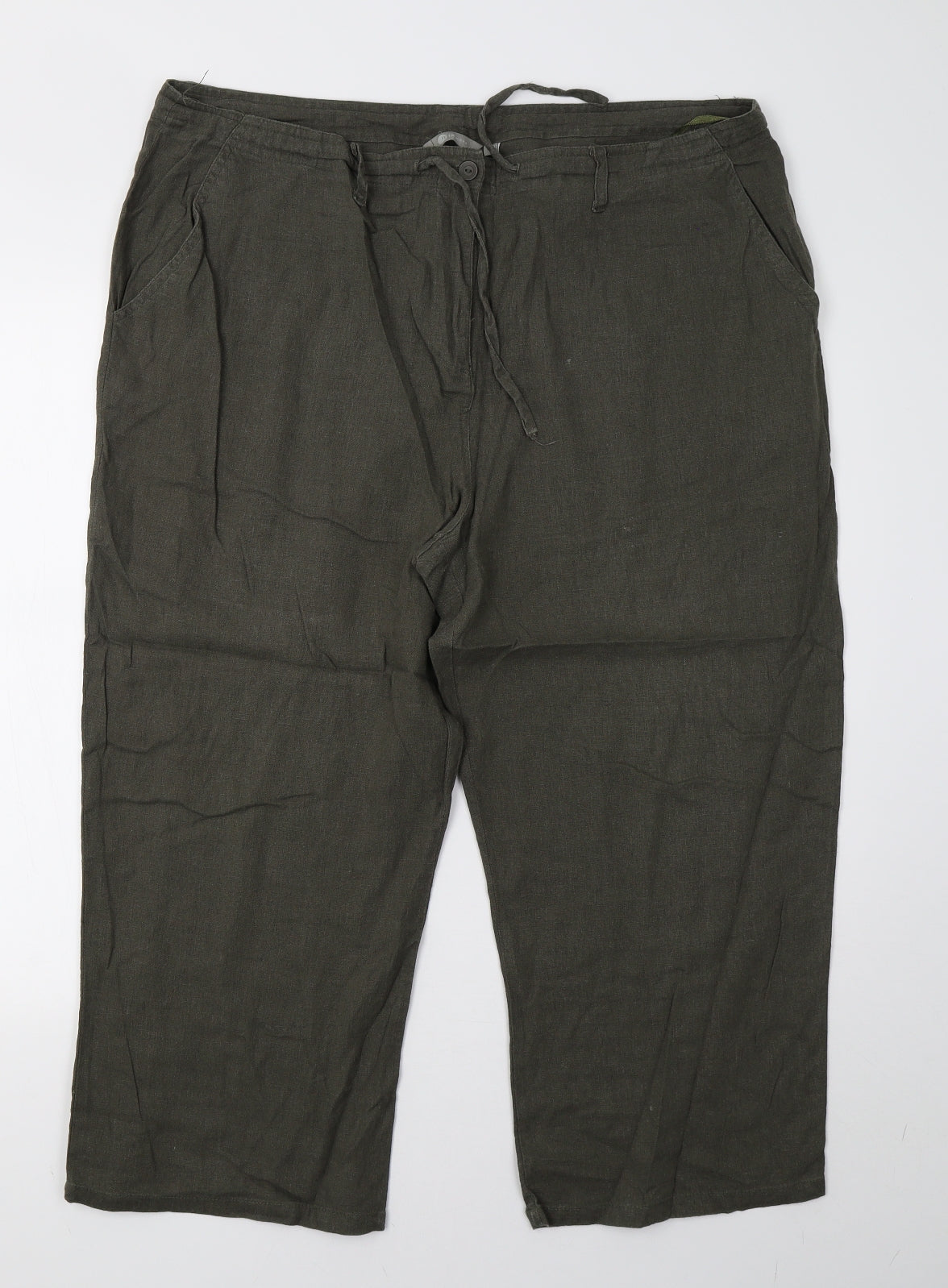 Mia Moda Womens Green   Cropped Trousers Size 20 L25 in