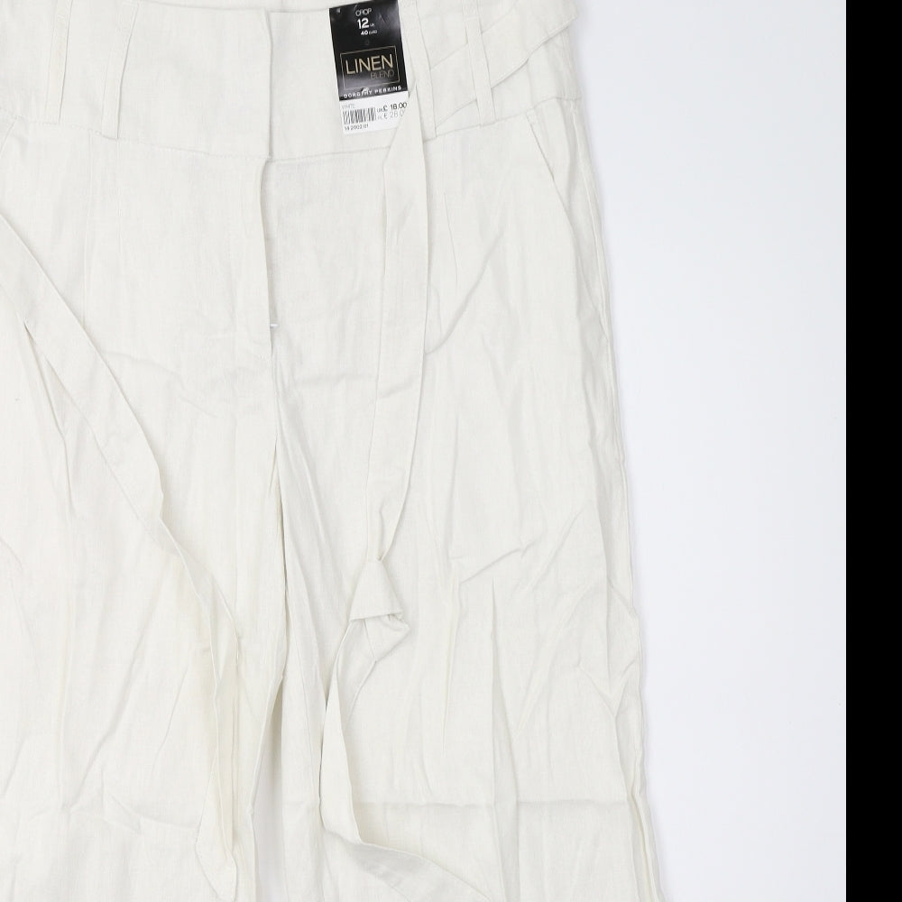 Dorothy Perkins Womens White   Cropped Trousers Size 12 L24 in