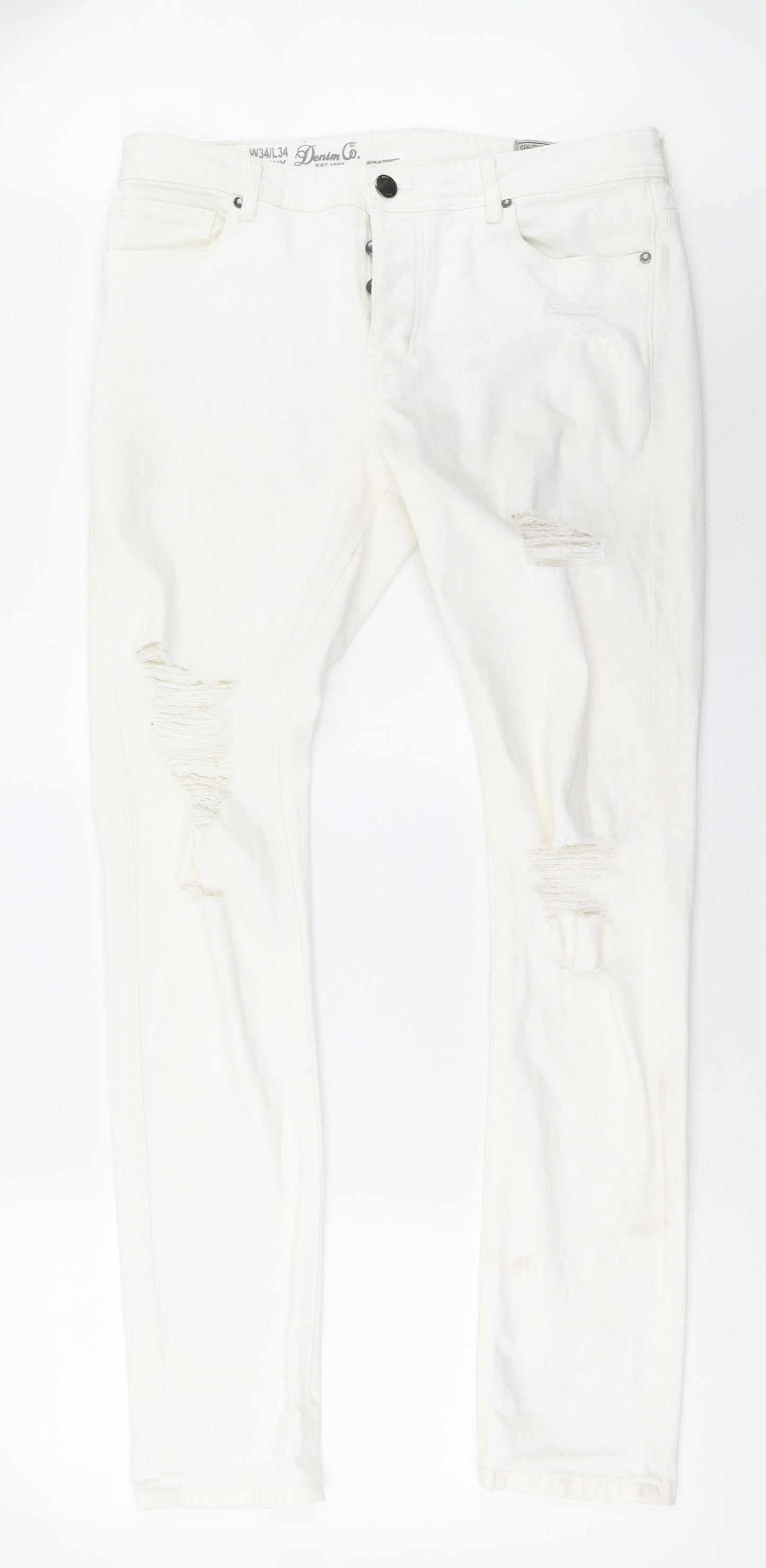 Denim & Co. Mens White  Denim Straight Jeans Size 34 L34 in