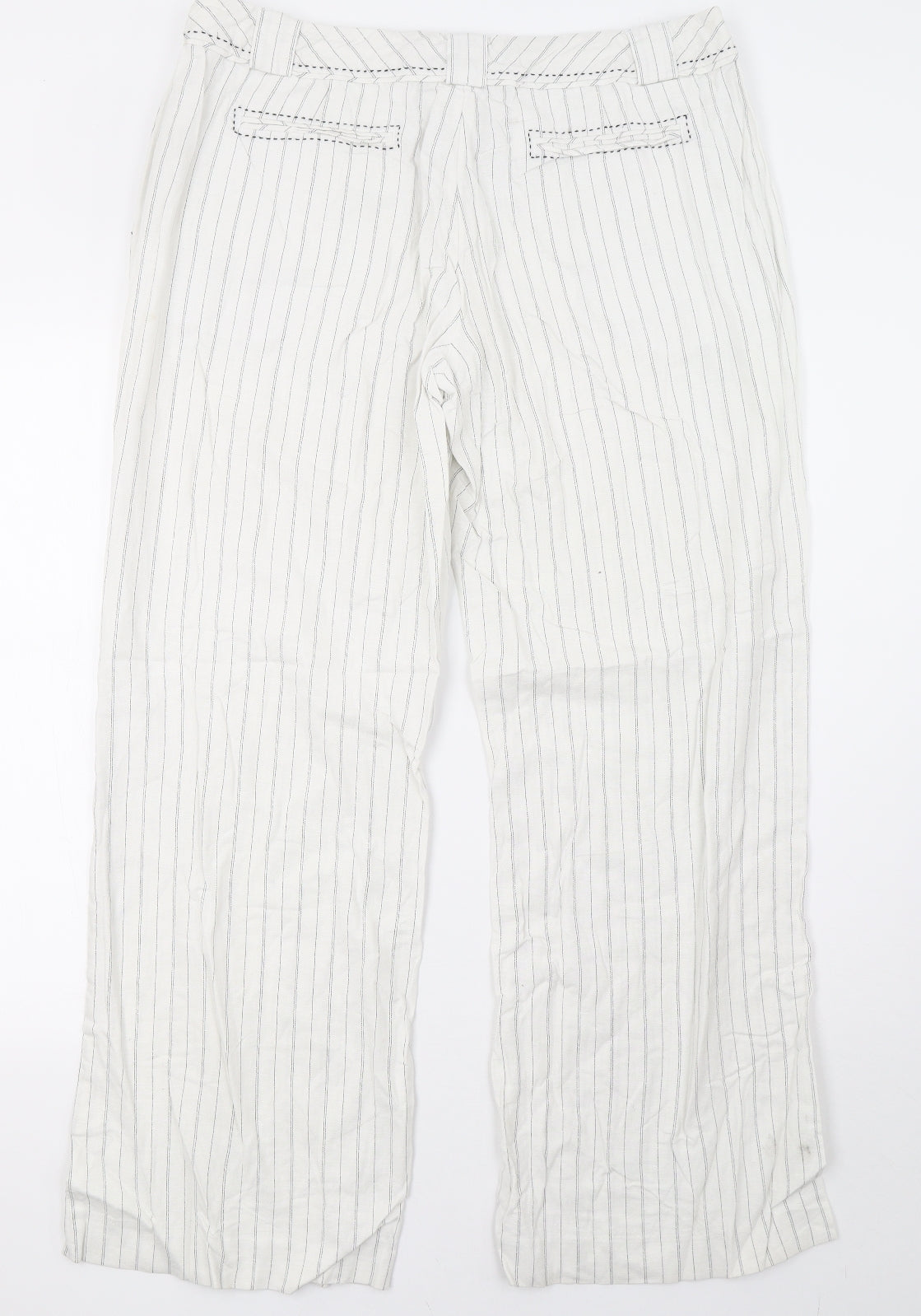 NEXT Womens White Striped  Trousers  Size 16 L30 in