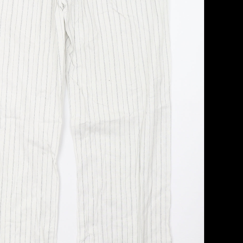 NEXT Womens White Striped  Trousers  Size 16 L30 in