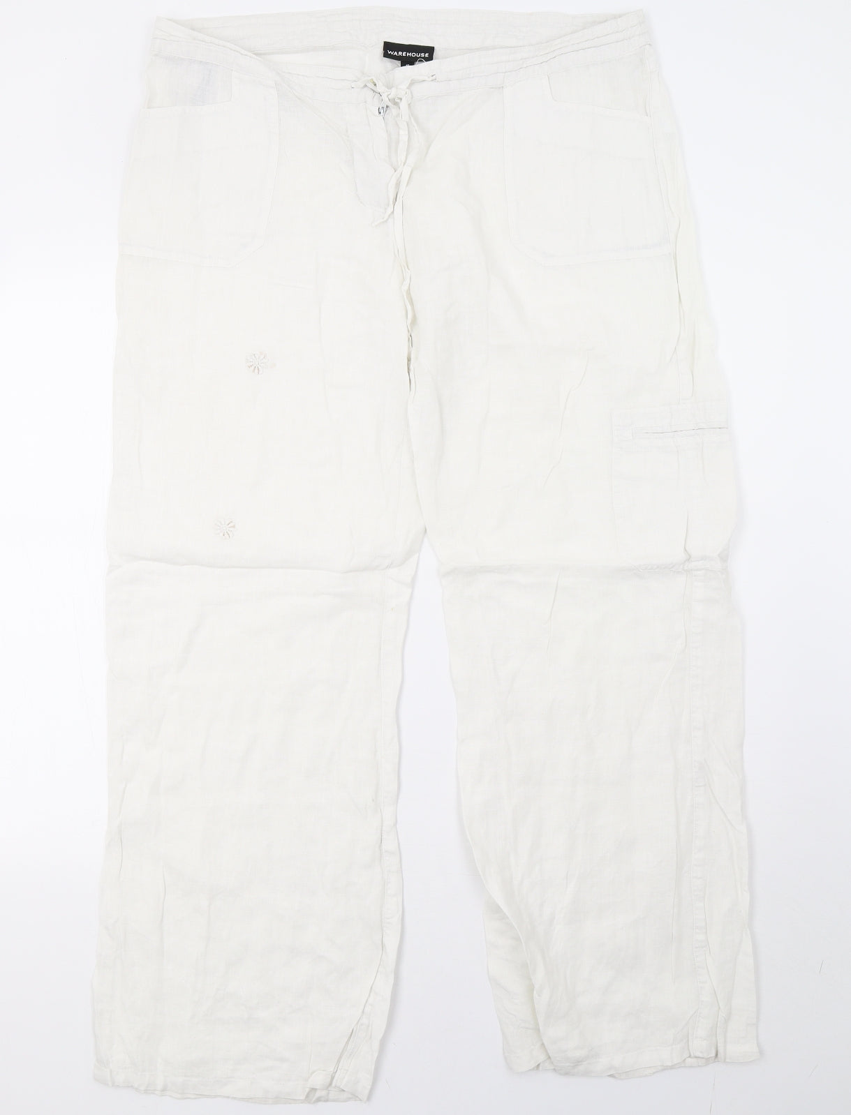 Warehouse Womens White   Trousers  Size 16 L31 in
