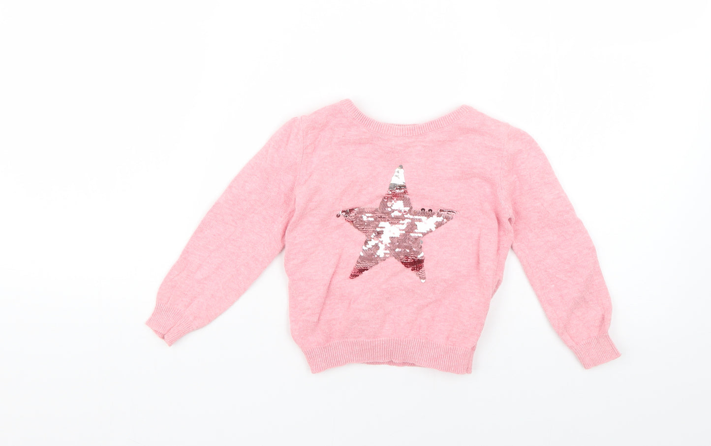 Young Dimension Girls Pink Geometric  Pullover Jumper Size 3-4 Years