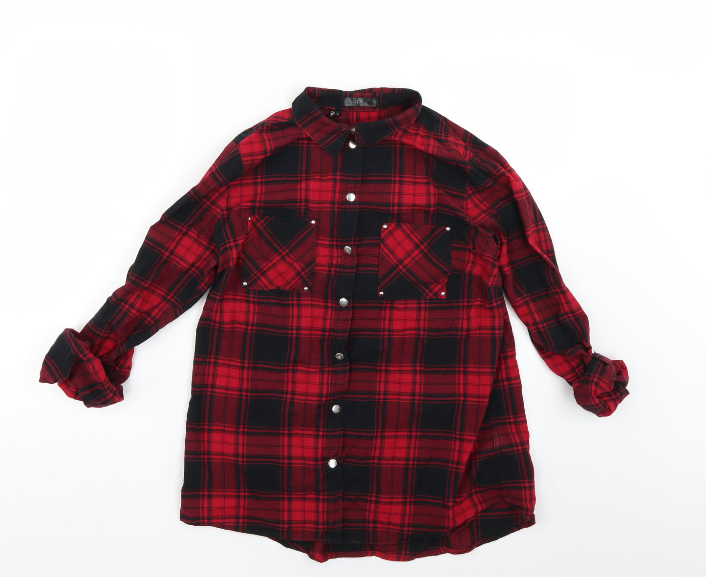 bpc Womens Red Check  Basic Button-Up Size 16