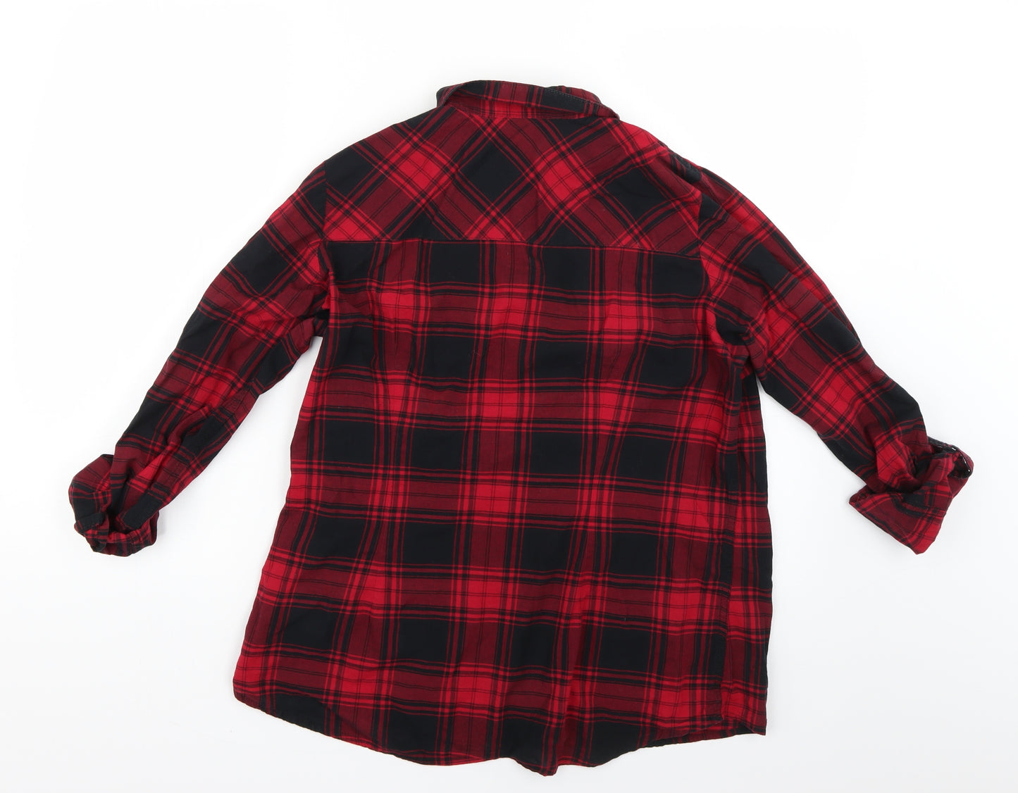 bpc Womens Red Check  Basic Button-Up Size 16