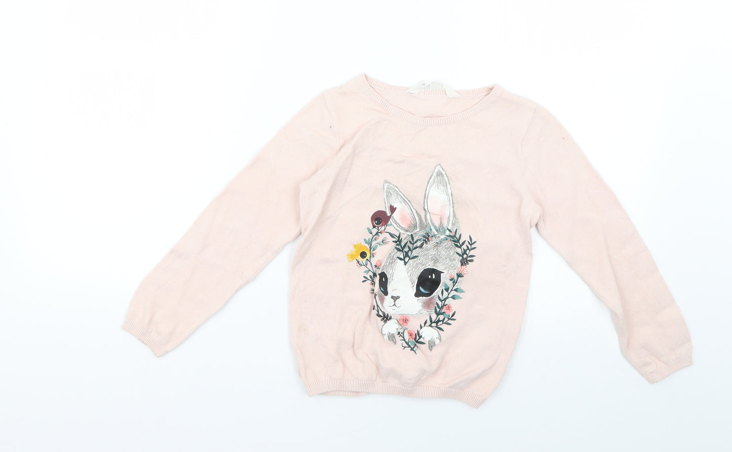 H&M Girls Pink Geometric  Pullover Jumper Size 7-8 Years