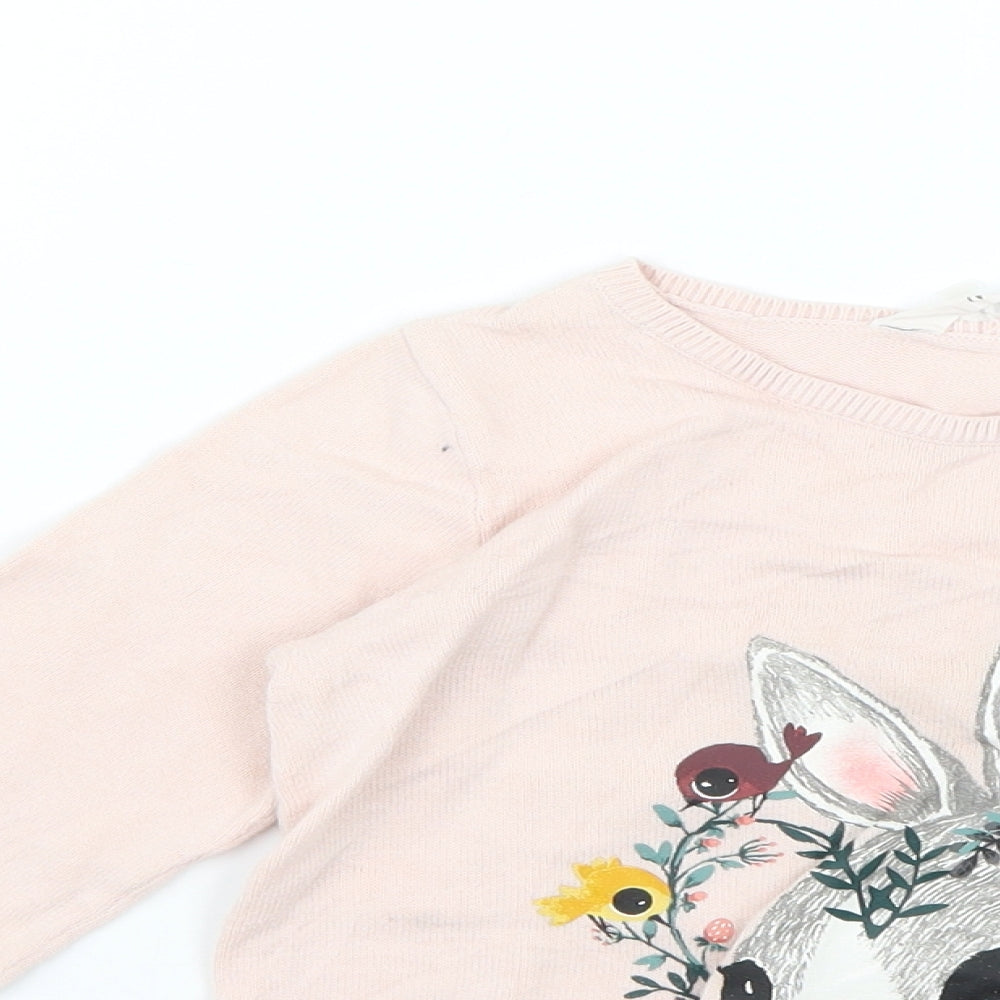 H&M Girls Pink Geometric  Pullover Jumper Size 7-8 Years