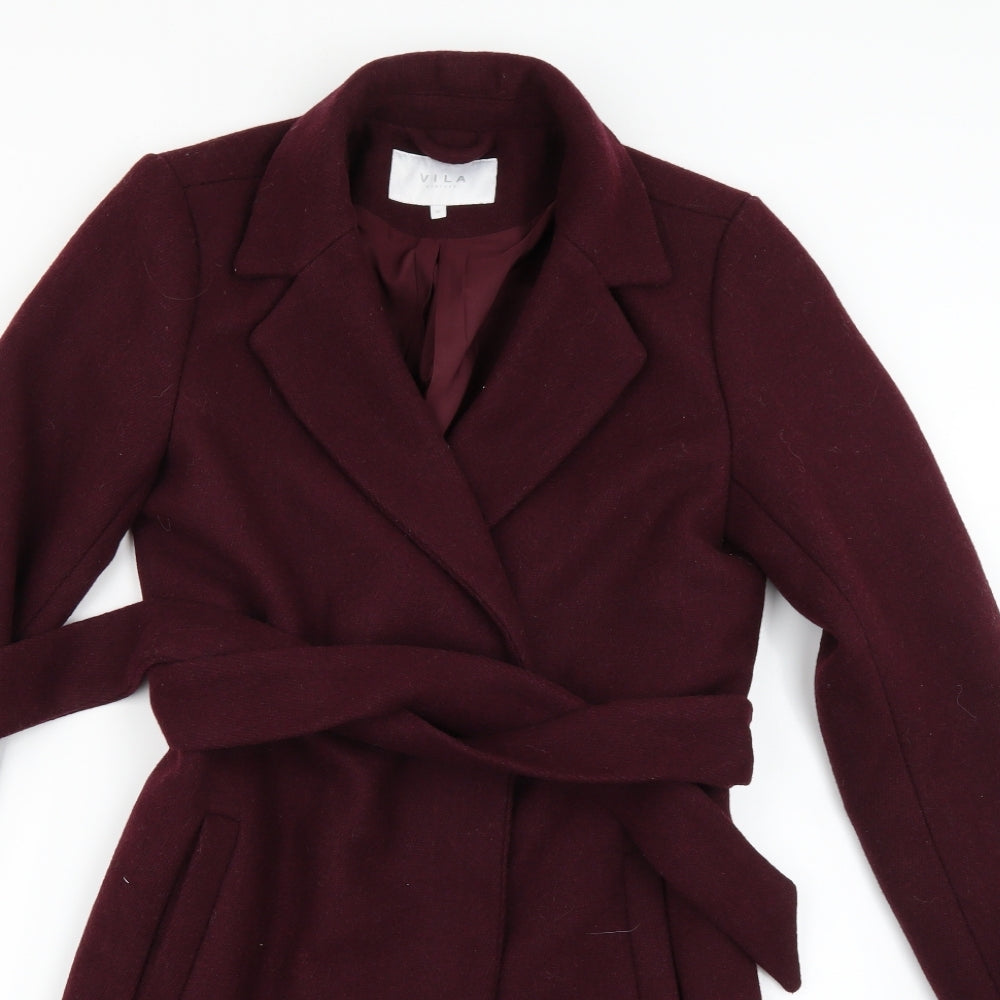 VILA Womens Purple   Pea Coat Coat Size XS