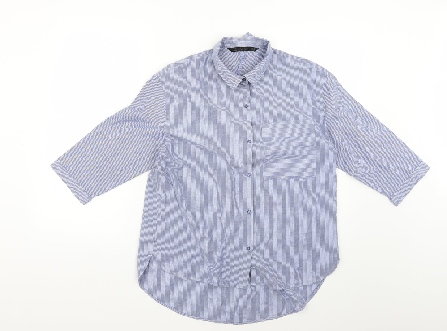 trafaluc Mens Blue Striped   Button-Up Size M