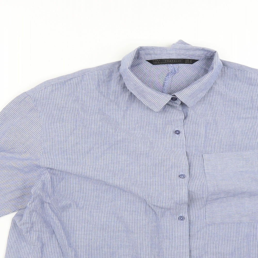 trafaluc Mens Blue Striped   Button-Up Size M