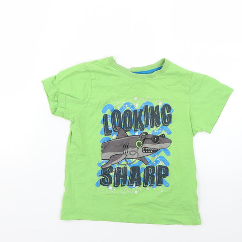 Matalan Boys Green Geometric  Basic T-Shirt Size 7 Years
