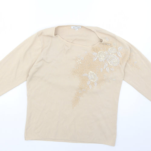 fay louise Womens Beige Floral  Pullover Jumper Size L