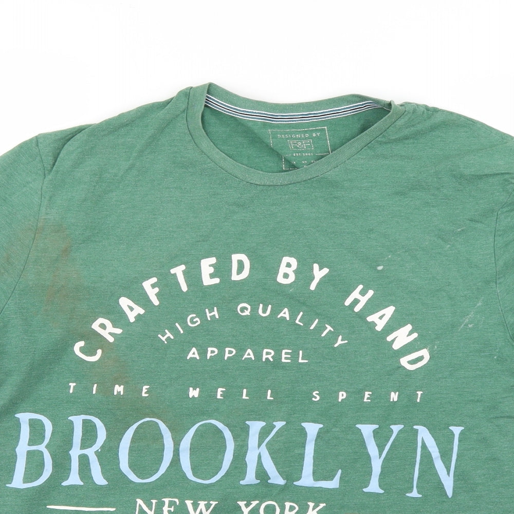F&F Mens Green Geometric   T-Shirt Size XL