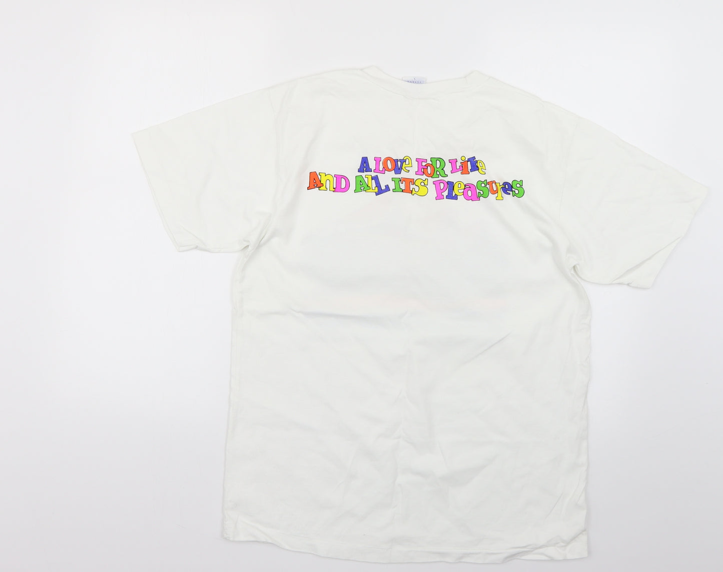 Preworn Mens White Geometric   T-Shirt Size L