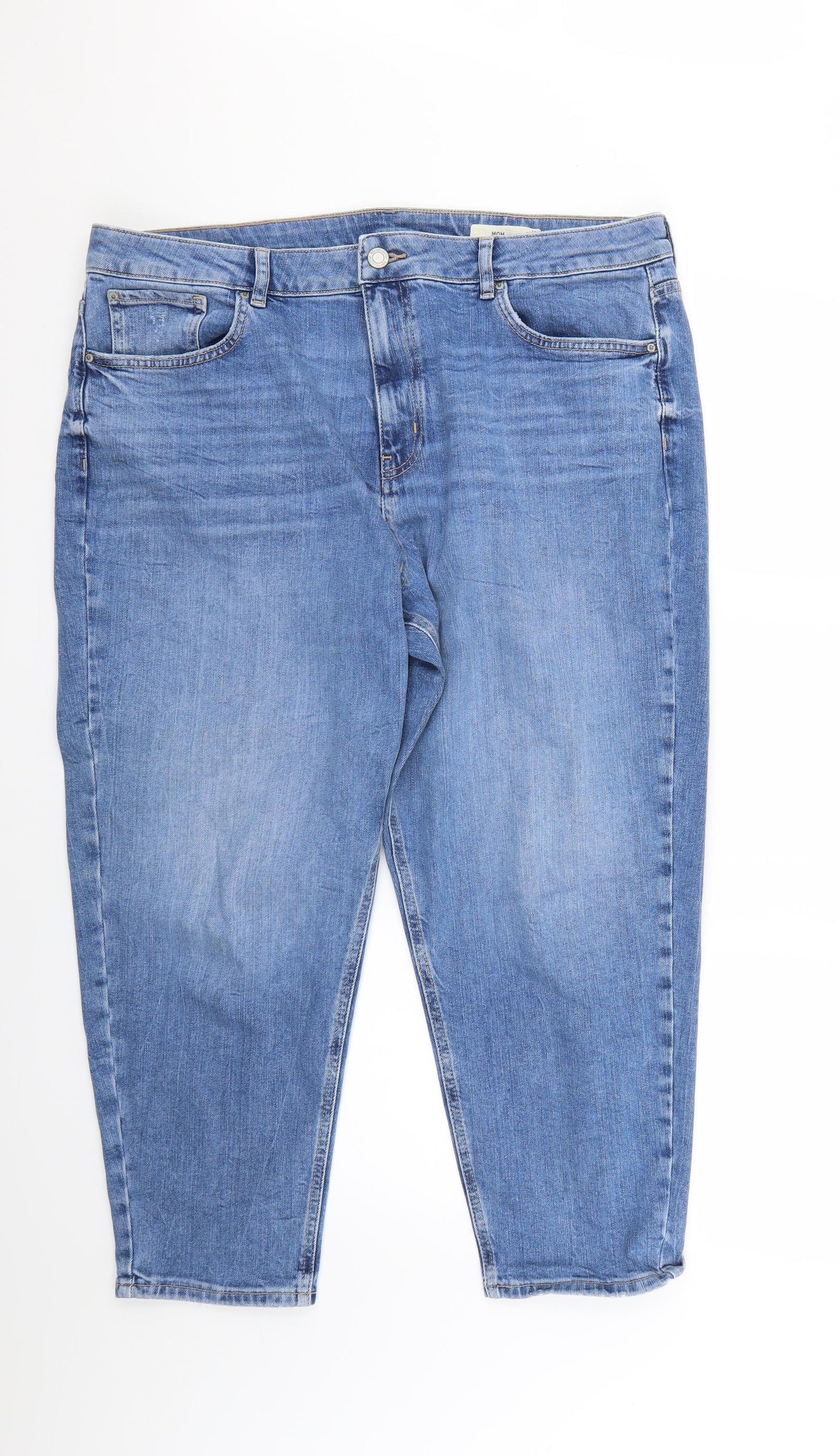 Marks and Spencer Womens Blue   Mom Jeans Size 18 L24 in