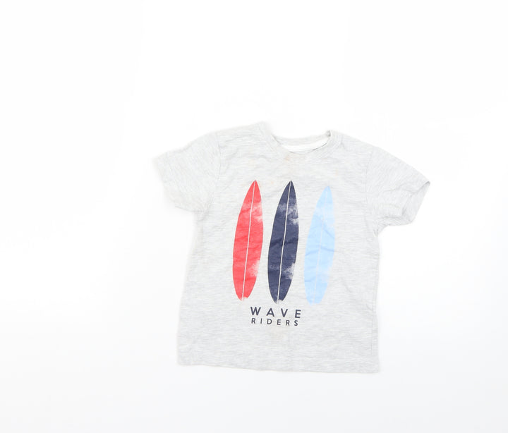 Primark Boys Grey Geometric Basic T-Shirt Size 2 Years