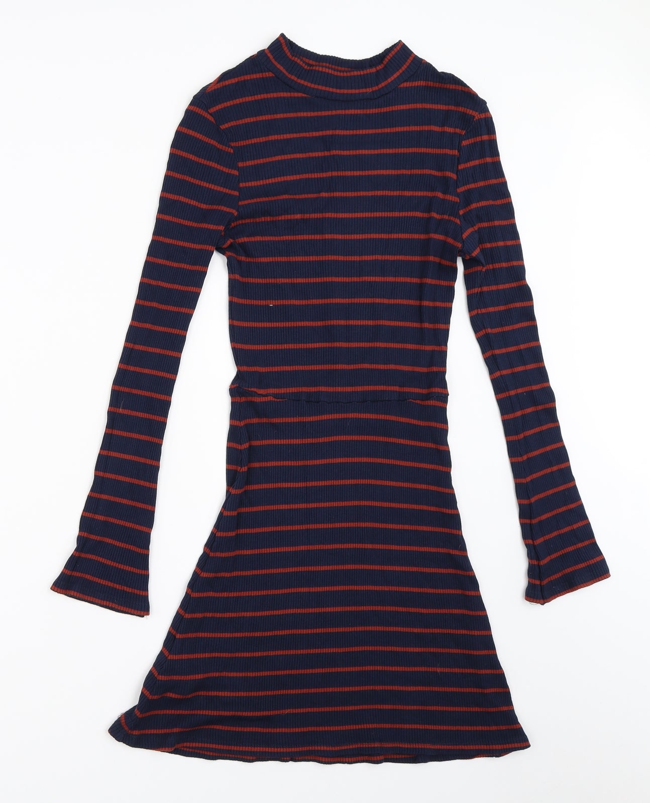 MNG Womens Blue Striped  Fit & Flare  Size XS