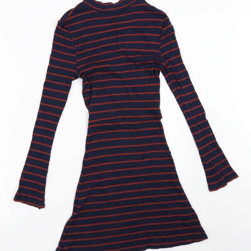 MNG Womens Blue Striped  Fit & Flare  Size XS