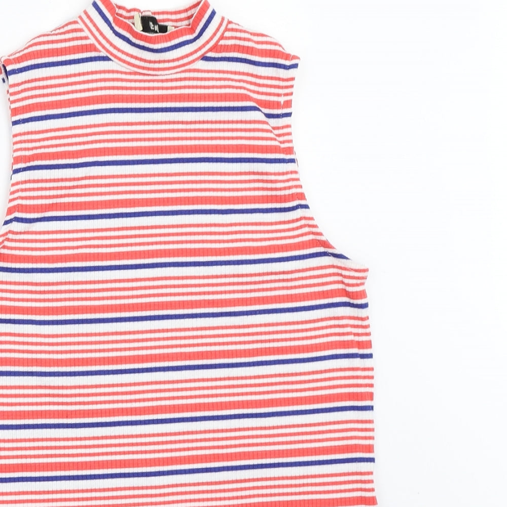 Papaya Womens Red Striped  Basic Tank Size 12