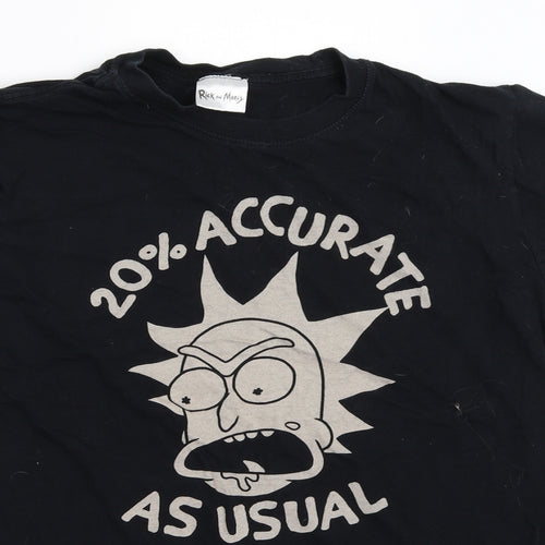 Gildan Mens Black    T-Shirt Size L  - Rick and Morty