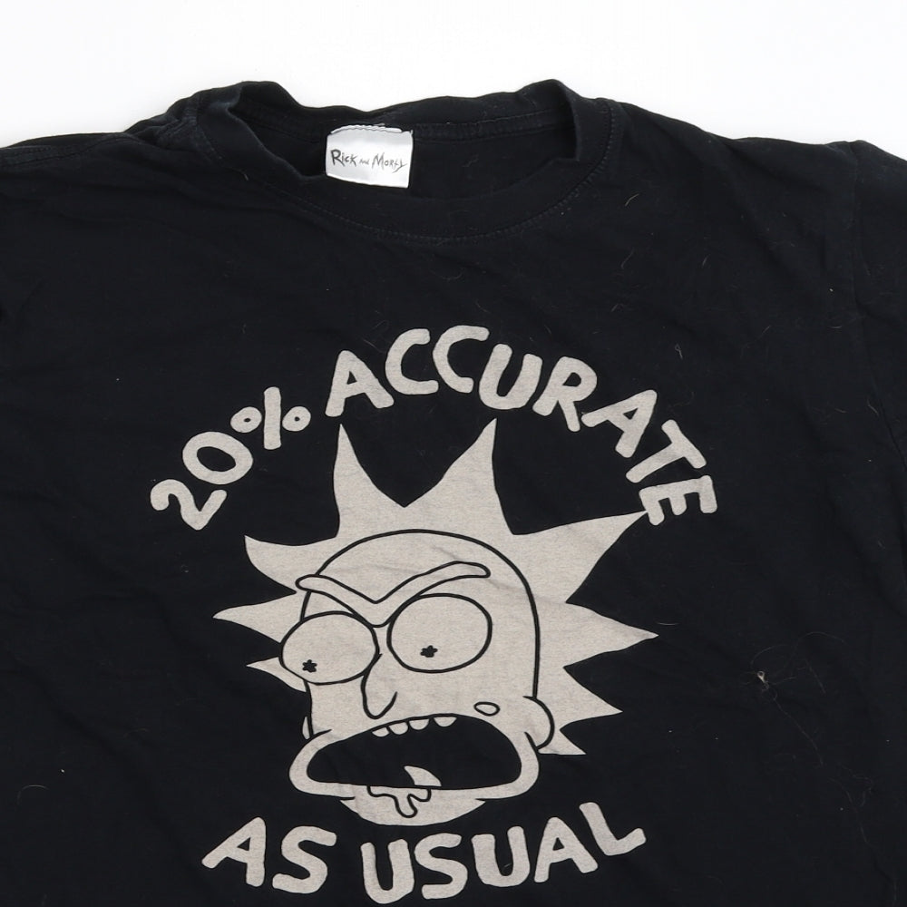 Gildan Mens Black    T-Shirt Size L  - Rick and Morty