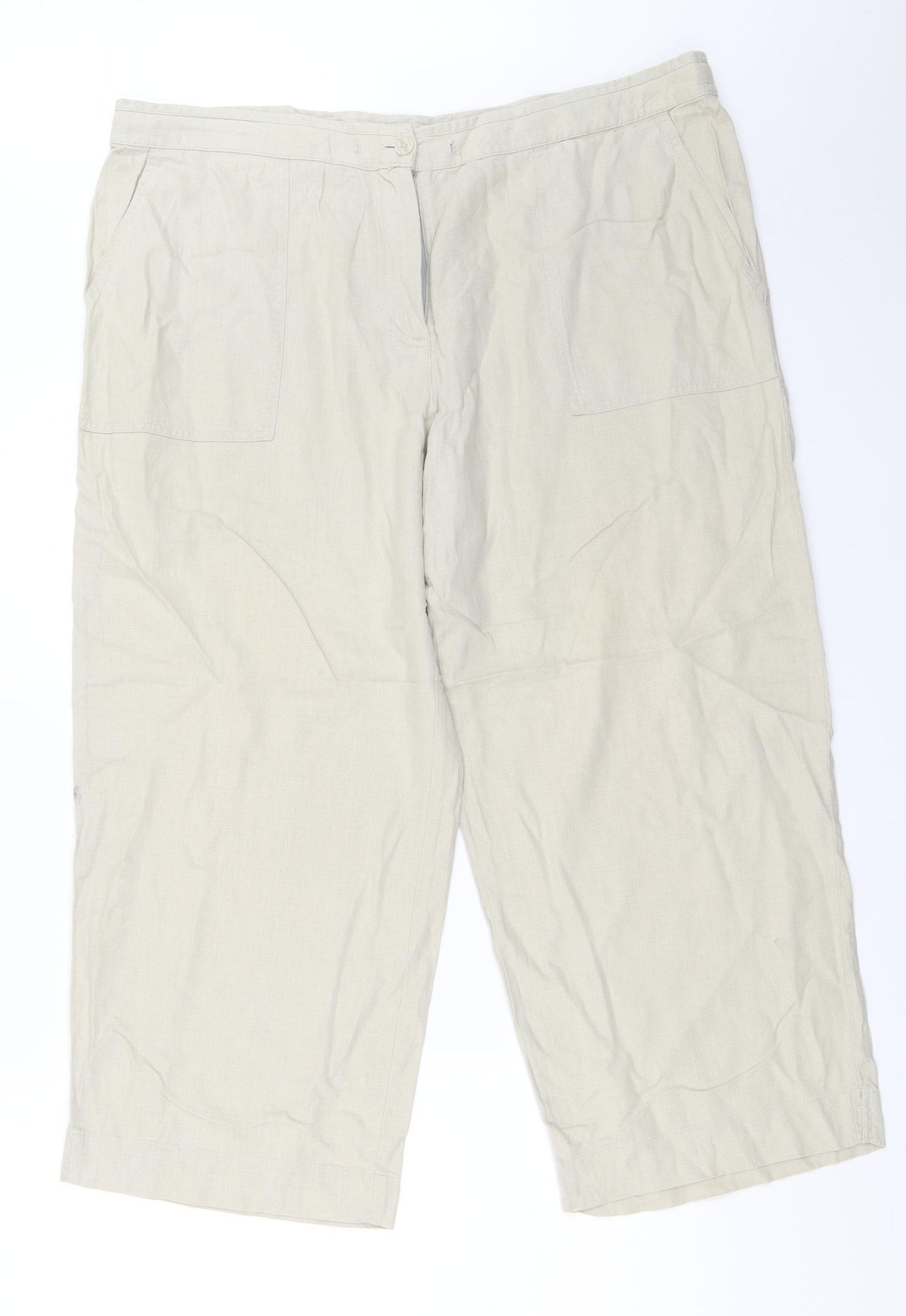 NEXT Womens Beige   Cropped Trousers Size 18 L24 in