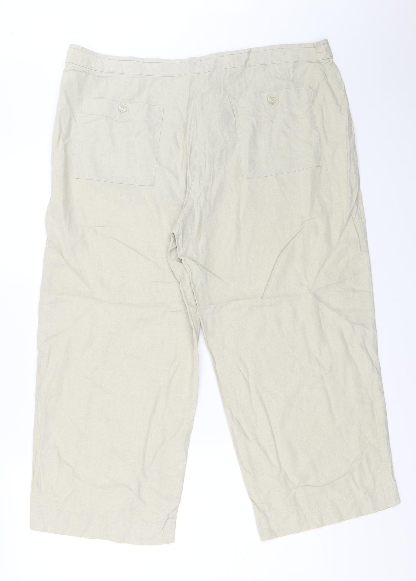 NEXT Womens Beige   Cropped Trousers Size 18 L24 in