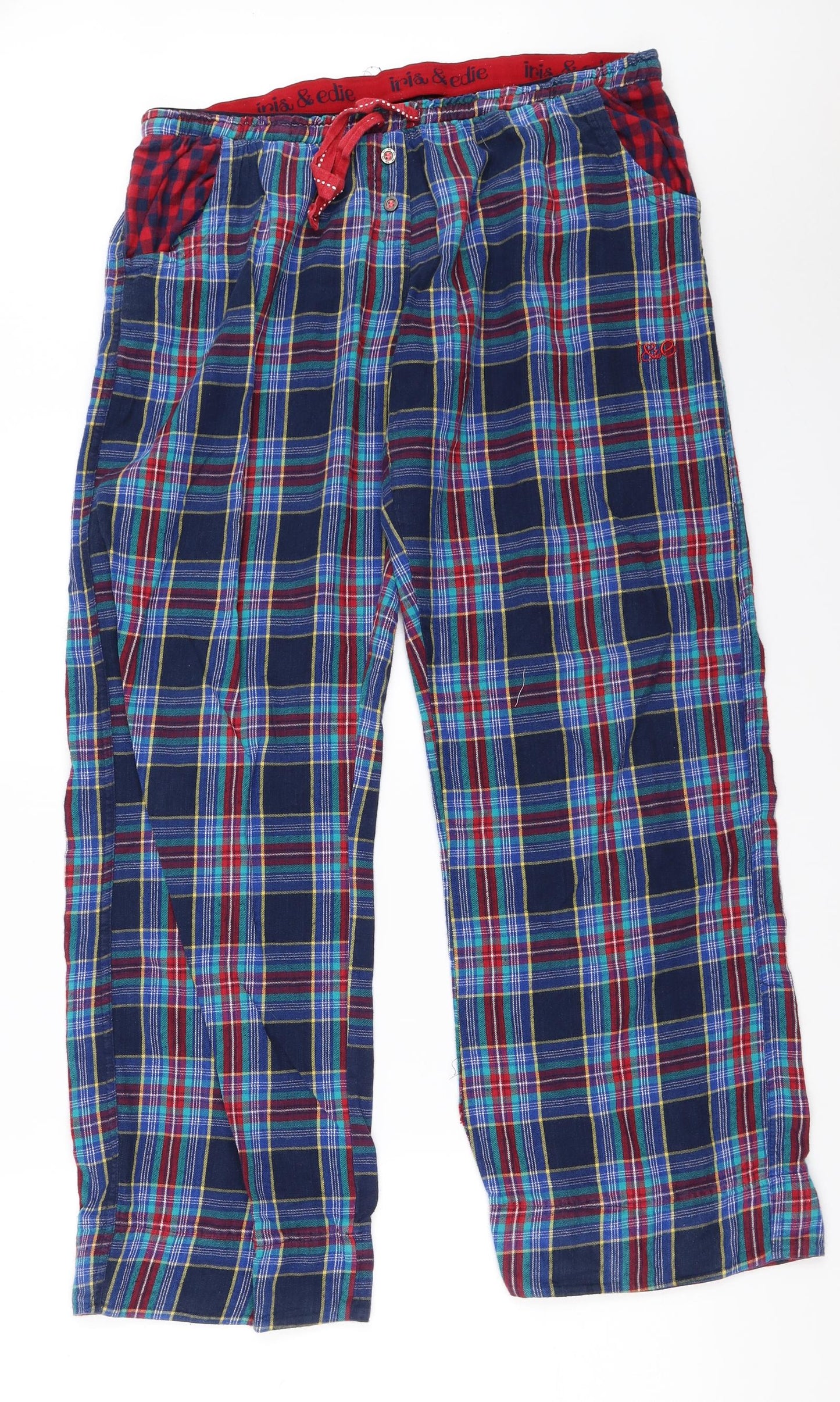 Debenhams Womens Blue Check  Top Pyjama Pants Size 14