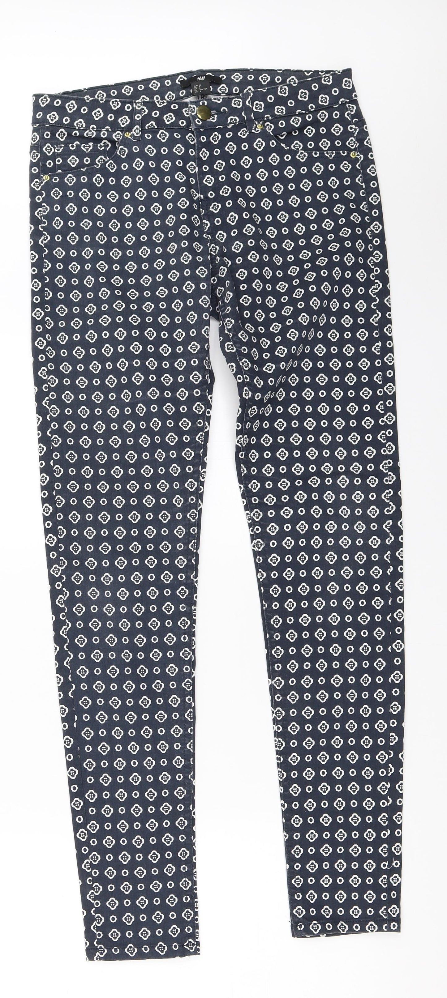 H&M Womens Blue   Capri Trousers Size 38 L30 in
