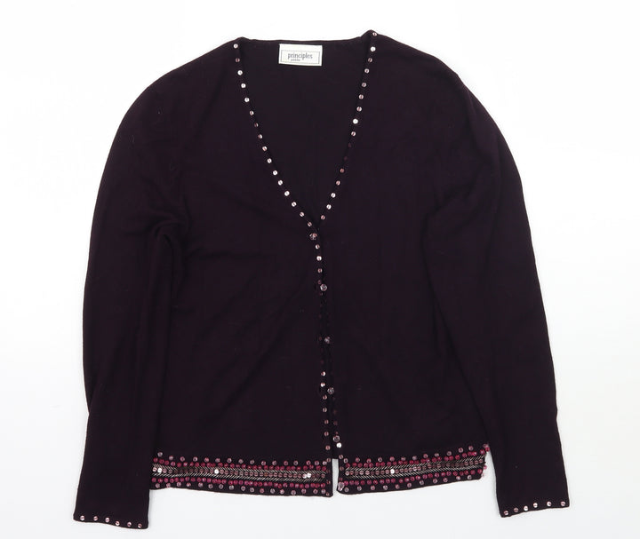 Principles Womens Purple   Cardigan Jumper Size L