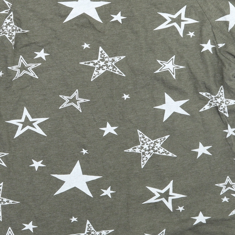 Very Womens Green Geometric  Basic T-Shirt Size 12