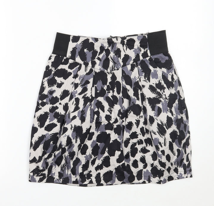 H&M Womens Grey Animal Print  A-Line Skirt Size 10