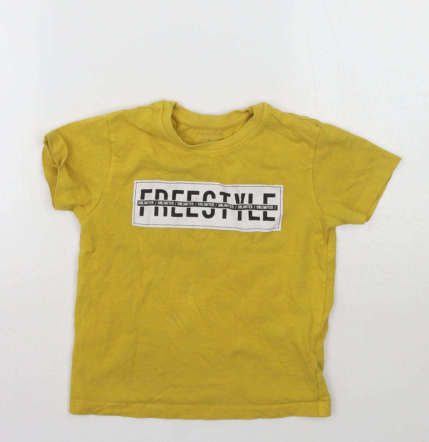 Primark Boys Yellow   Basic T-Shirt Size 4-5 Years