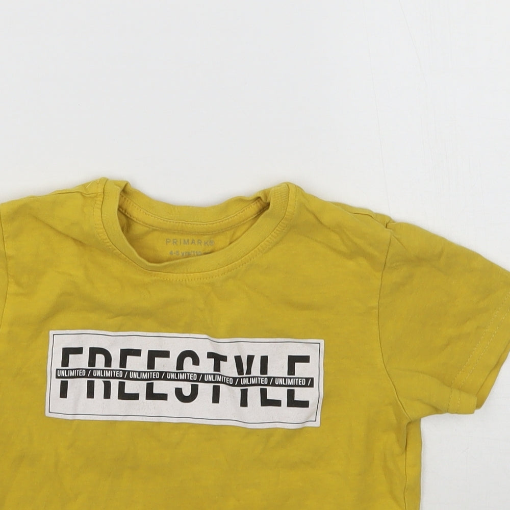 Primark Boys Yellow   Basic T-Shirt Size 4-5 Years
